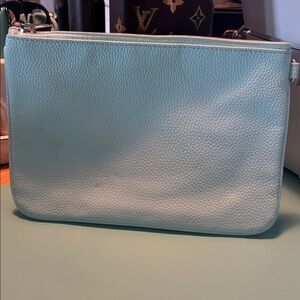 Elegant Light Blue Leather Clutch